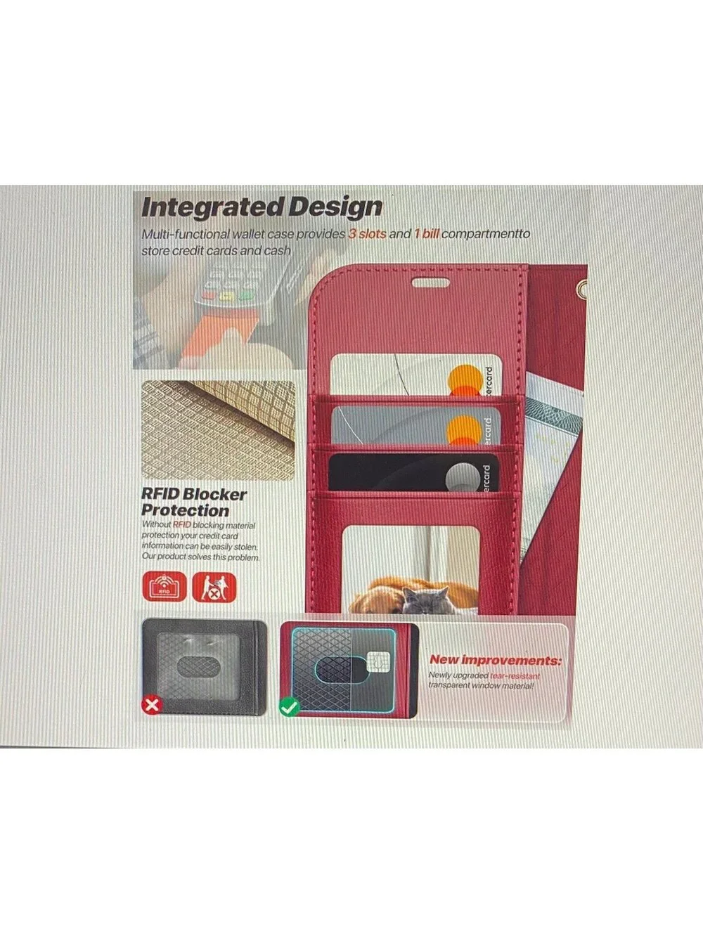 OCASE Wallet Case for iPhone 17 Red